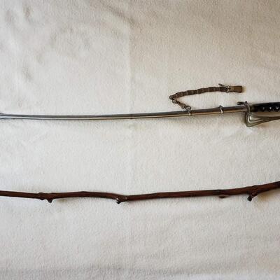 Antique Sword & Lacquered Walking Stick