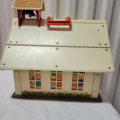 Vintage Fisher Price School with Accessories & Doll Clothes