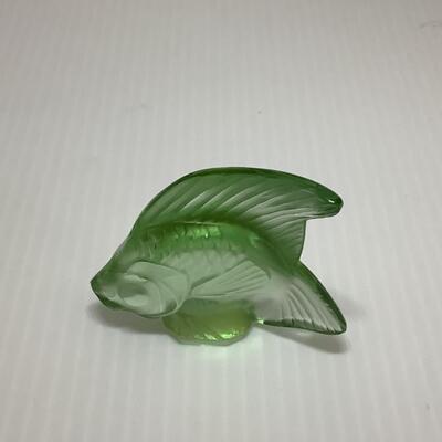 B - 268 Signed Vintage French Lalique Lt. Green Crystal Fish Sculpture