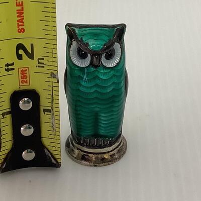 B - 287. David Andersen, Norwegian Sterling Silver/Enamel Novelty Owl Salt or Pepper Shaker