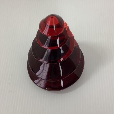 B - 293. Signed Baccarat Ruby Red Spiral Tree