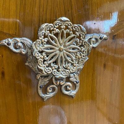 Art Deco Walnut Veneered Wood Bow Front Cabinet Armoire Chifforobe