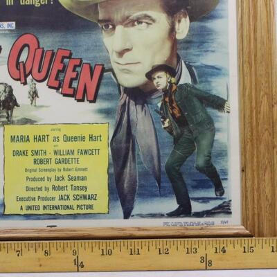 Small Vintage 1951 Framed Cattle Queen Movie Poster Lobby Card Maria Hart Drake Smith