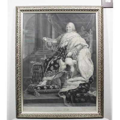 Vintage Framed Print of King Louis XVIII by Massard