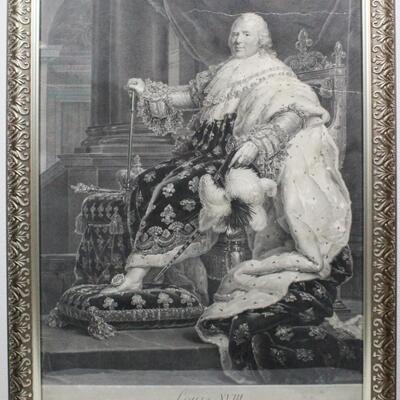 Vintage Framed Print of King Louis XVIII by Massard