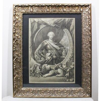 Vintage Framed Print of Charles III of Bourbon by Filippo Morghen