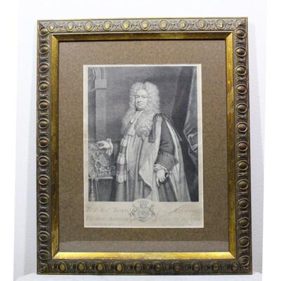 Vintage Framed Portrait Print of Thomas Parker 1st Earl of Macclesfield