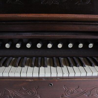 Antique Victorian Carved Wood Mirrored Back Estey Parlor Pump Organ