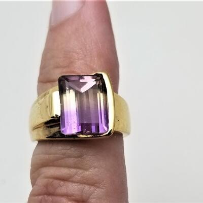 Lot #189  Contemporary Ametrine (Amethyst & Citrine) ring - Gold plated over Sterling