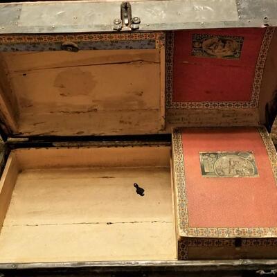 Lot #190  1887 Honeymoon Steamer Trunk - all original