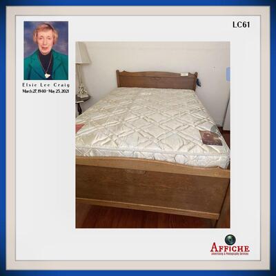 Antique Oak Double Headboard and Baseboard