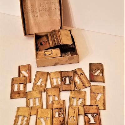 Lot #196  Vintage Set of Brass Stencils in box