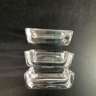 B - 310 Three Vintage Signed, Orrefors Crystal Etched, Pin/Trinket Dishes