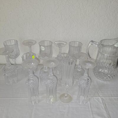 Lead Crystal Pitcher and Glasses