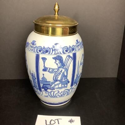 B - 312  Vintage Delft Blue Tobacco Jar