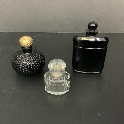 B - 314 Three Vintage Mini Crystal Perfume Bottles ( Baccarat, WI Addis, Balenciago )