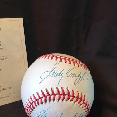 Lot 56: Sandy Koufax Don Drysdale Dodgers Autographed Baseball COA