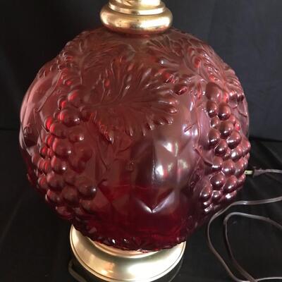 Lot 67: Vintage Ruby Red Glass Table Lamp