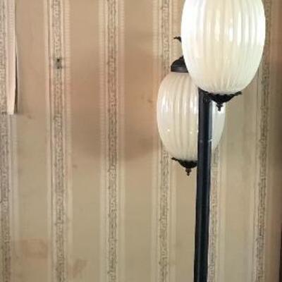Lot 73: Tension Pole Floor Lamp With Two Pendant Lights