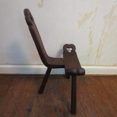 Antique Solid Wood Birthing Chair with Clover Motif