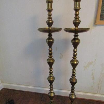 Vintage Brass Finish Floor Candle Holders