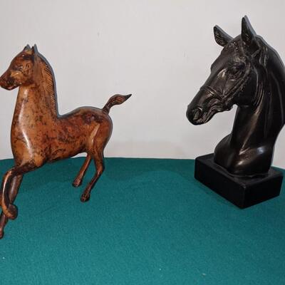 Lot of Two Metal Horse Statues