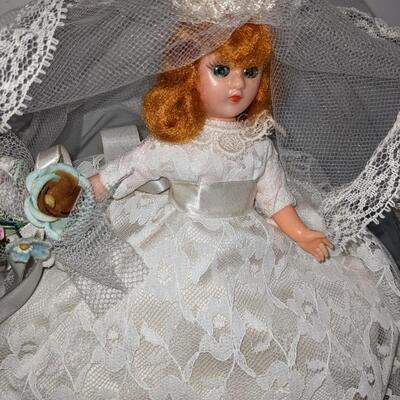 Vintage Wedding Doll in White Lace Dress