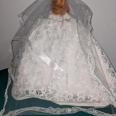 Vintage Wedding Doll in White Lace Dress