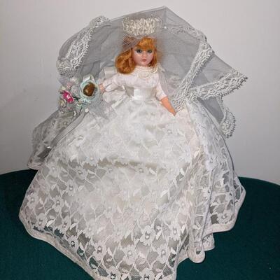 Vintage Wedding Doll in White Lace Dress