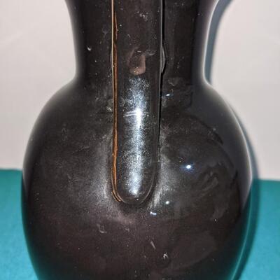 Asian-Inspired Iris Flower Vase in Black Glaze