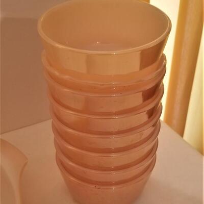 Lot #201  Lot of Vintage Peach Lustre Bakeware