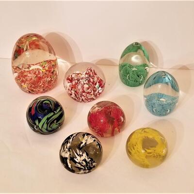 Lot #203  Lot of 8 Paperweights