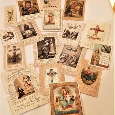 Lot #205  Lot of 18 Antique German Catholic Holy Cards - Beautiful