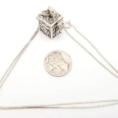 Sterling silver Prayer Box Necklace