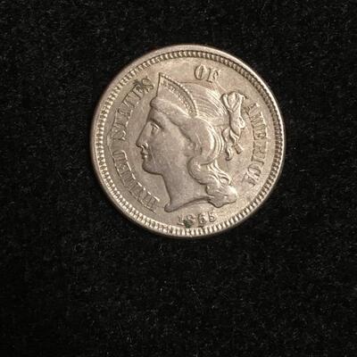 1865 Silver 3 cent  nickle