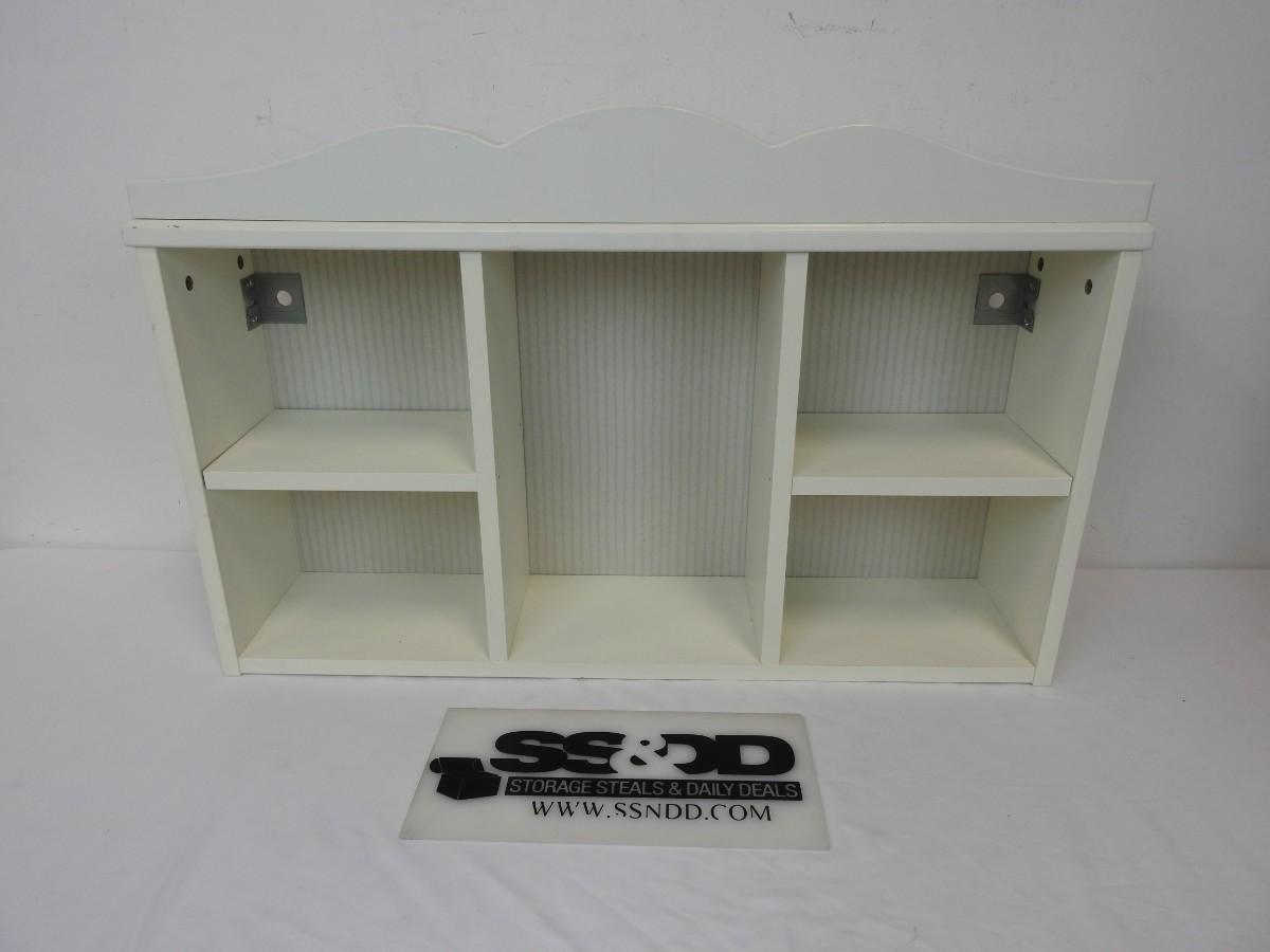 White/Cream Wooden Wall Shelf with 5 Compartments, Scalloped Top. Ikea  Hensvik | EstateSales.org