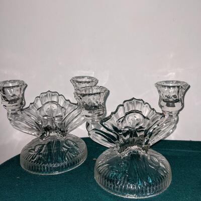 Pair of Glass Candlestick Holder