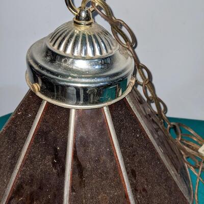 Vintage Amber Glass Swag Lamp
