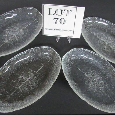 4 Vintage Glass Small Oval Platters