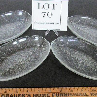 4 Vintage Glass Small Oval Platters