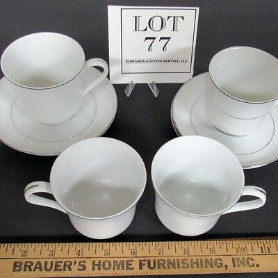 4 Vintage Lovelace Fine China Cup and Saucer Sets, Crown Victoria, Japan