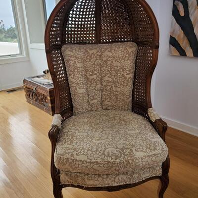 Vintage High Back Hooded double Cane Porter Chair