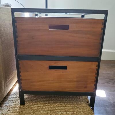 2 Drawer Side Table with Glass top
