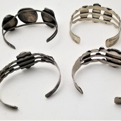 Lot #209  Lot of 4 Sterling Silver/Southeast Turquoise Cuff Bracelets