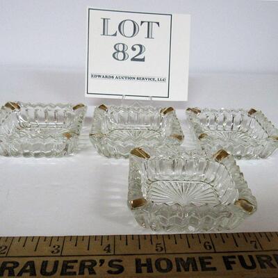 4 Old Pressed Glass Ashtrays