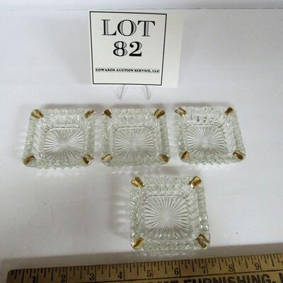 4 Old Pressed Glass Ashtrays