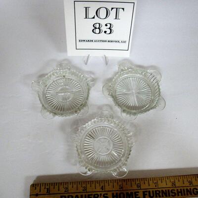 3 Old Clear Ashtrays