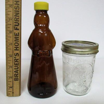 Glass Syrup Bottle and Ball Decorative Jar