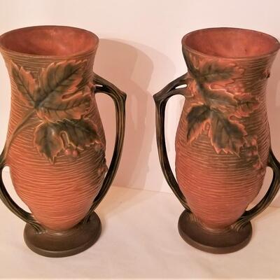 Lot #210 Fantastic Pair of Roseville Art Pottery Bush Berry Vases
