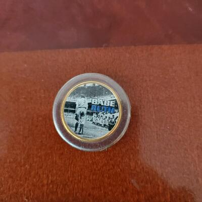 Babe Ruth black and white pocket coin keepsake.